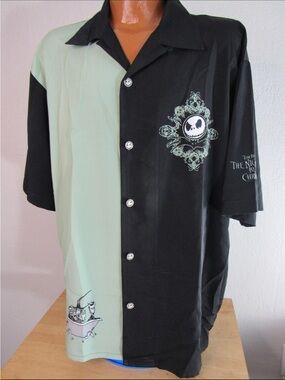 The Nightmarish Two-Tone Button-Up Shirt - Black & Light Green